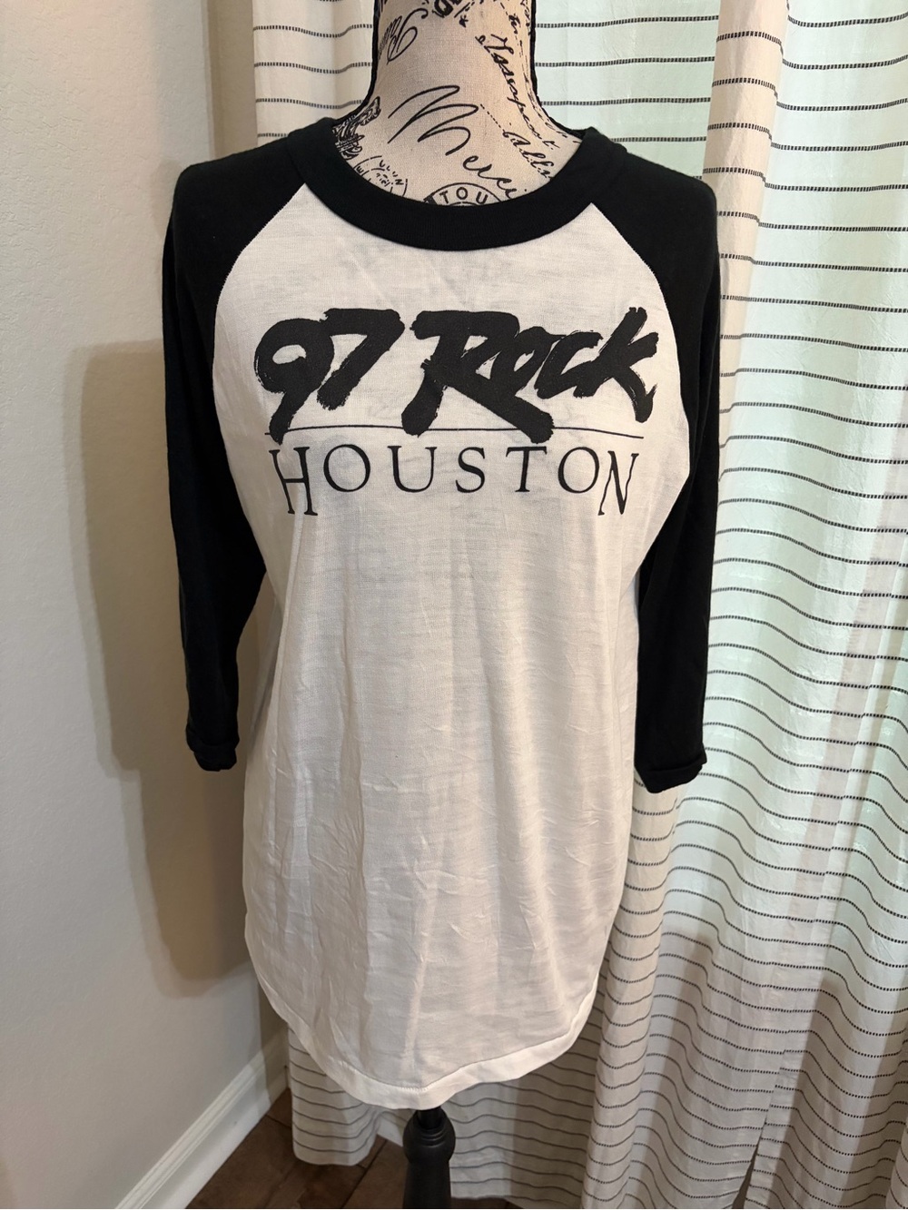 Vintage 97 Rock Houston Black & White Raglan Tee